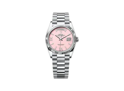 ROLEX Day-Date 36mm Platinum 128236 "Pink Opal"
