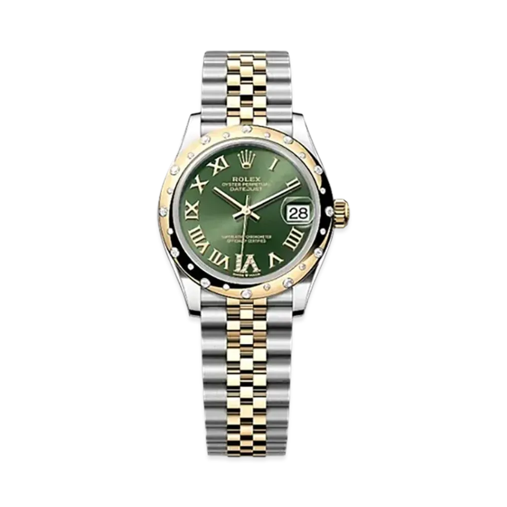 ROLEX Datejust 31mm Oystersteel & Yellow Gold Diamond 278343RBR "Olive Green"