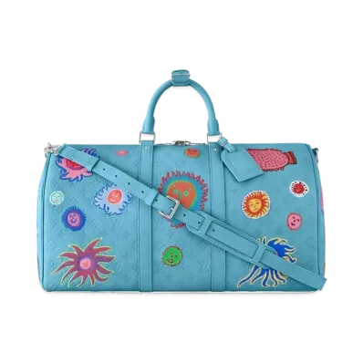Louis Vuitton x Yayoi Kusama Keepall 50 Taurillon Monogram Leather My Eternal Soul "Bleu"