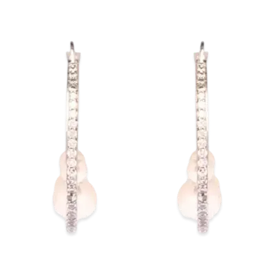 MIU MIU Miu Pearl Hoop Earrings "Steel/Cream/Crystal"