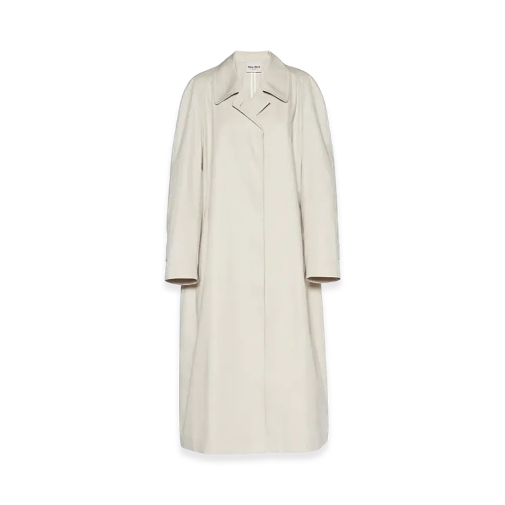 MIU MIU Women's Single Breasted Gabardine Coat "Limestone"