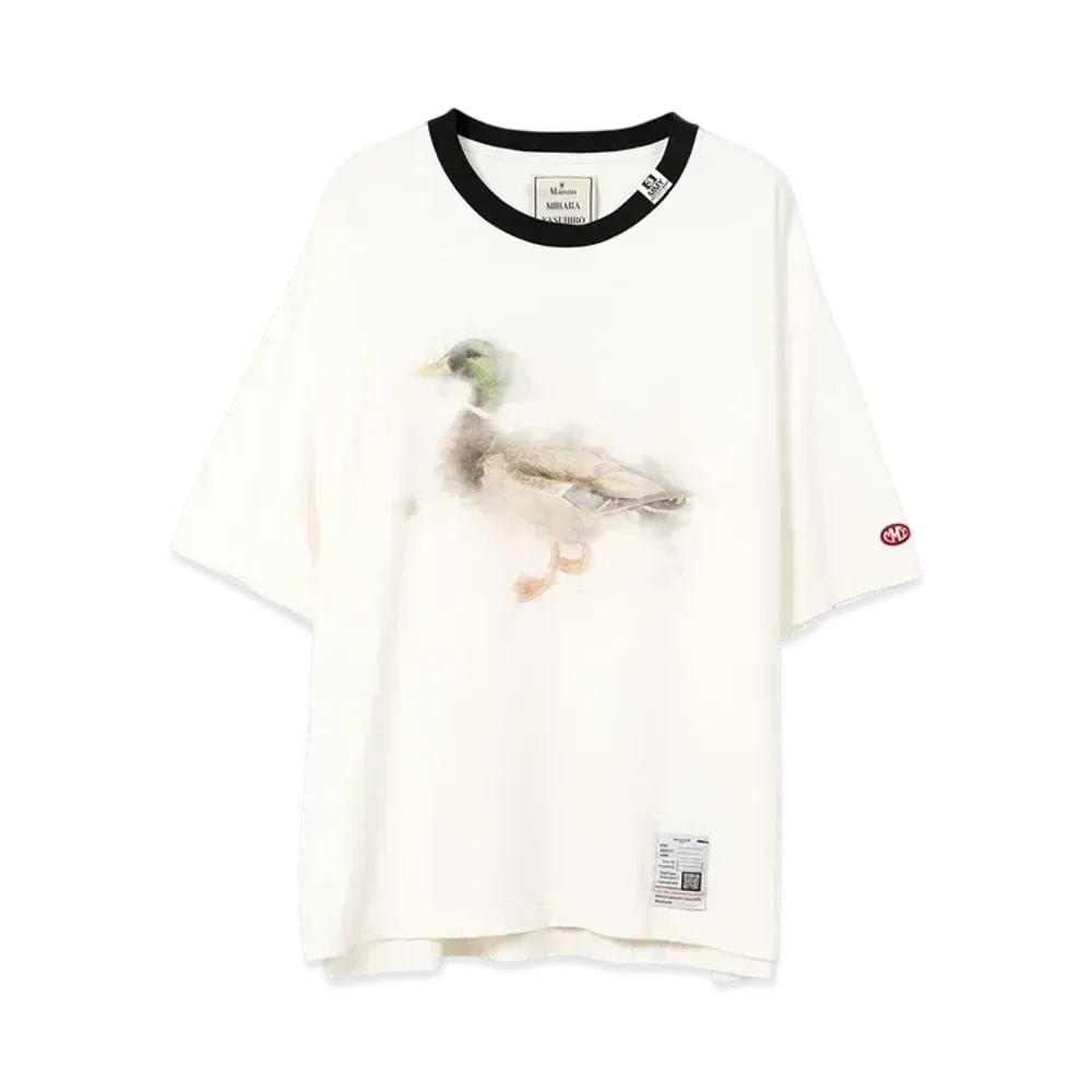 Maison MIHARA YASUHIRO Duck Printed Ringer T-Shirt "White"