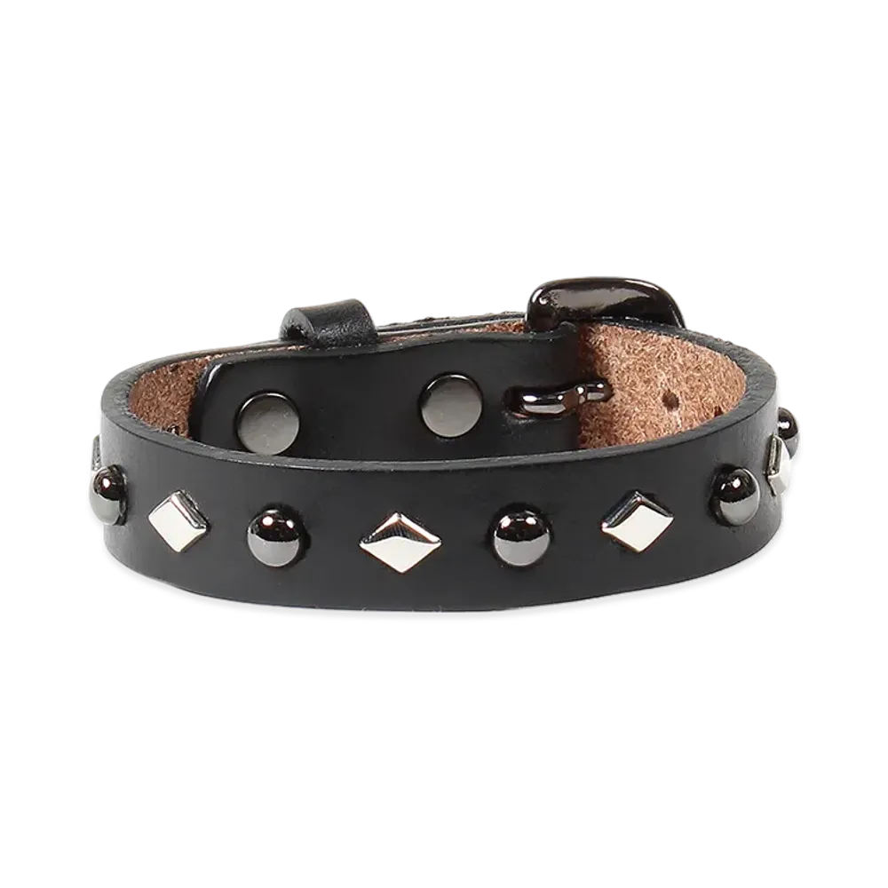 WACKO MARIA x Wolf's Head Studs Leather Wrist Band (M) "Black"