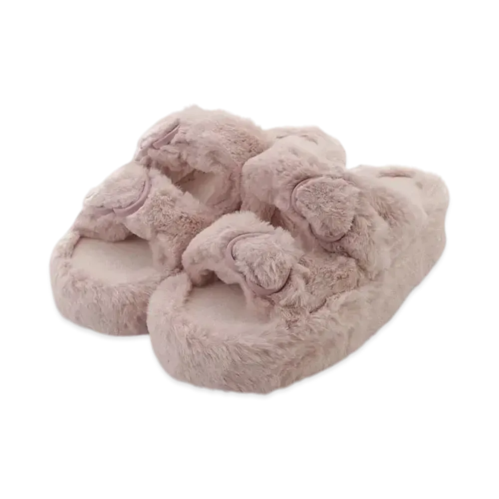 GELATO PIQUE Valentine Heart Buckle Eco Fur Room Shoes "Pink"