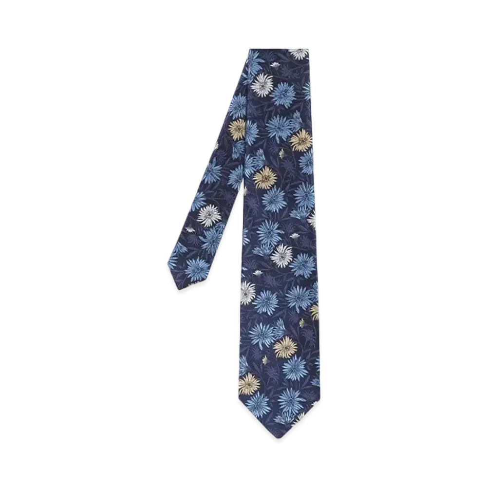 Paul Smith Jacquard Flower Tie "Navy"