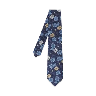 Paul Smith Jacquard Flower Tie "Navy"