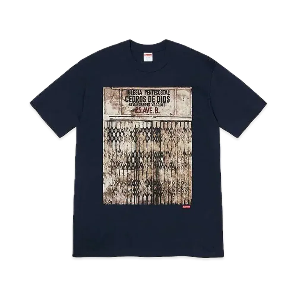 Supreme Martin Wong Iglesia Pentecostal Tee "Navy"