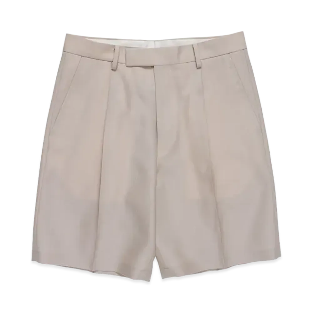 WACKO MARIA PLEATED SHORTS (IMPOET FABRIC / DOEMEUIL) "Beige"