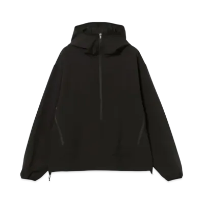 BEAMS Water-Repellent Raised Half-Zip Hoodie "Black"