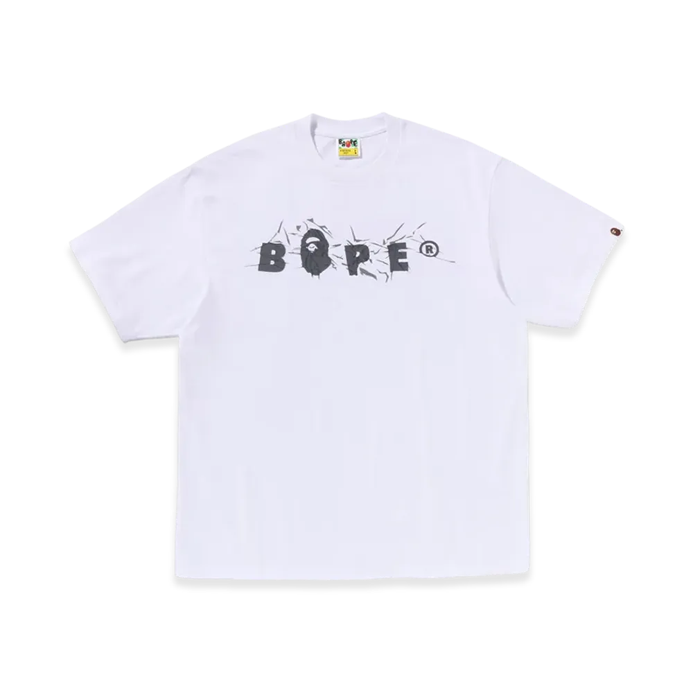 A BATHING APE Wrinkle Bape Logo Relaxed Fit Tee "White"