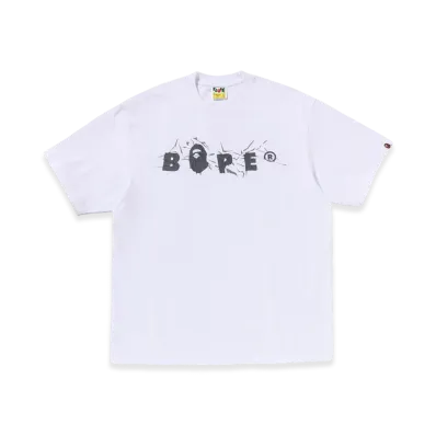 A BATHING APE Wrinkle Bape Logo Relaxed Fit Tee "White"