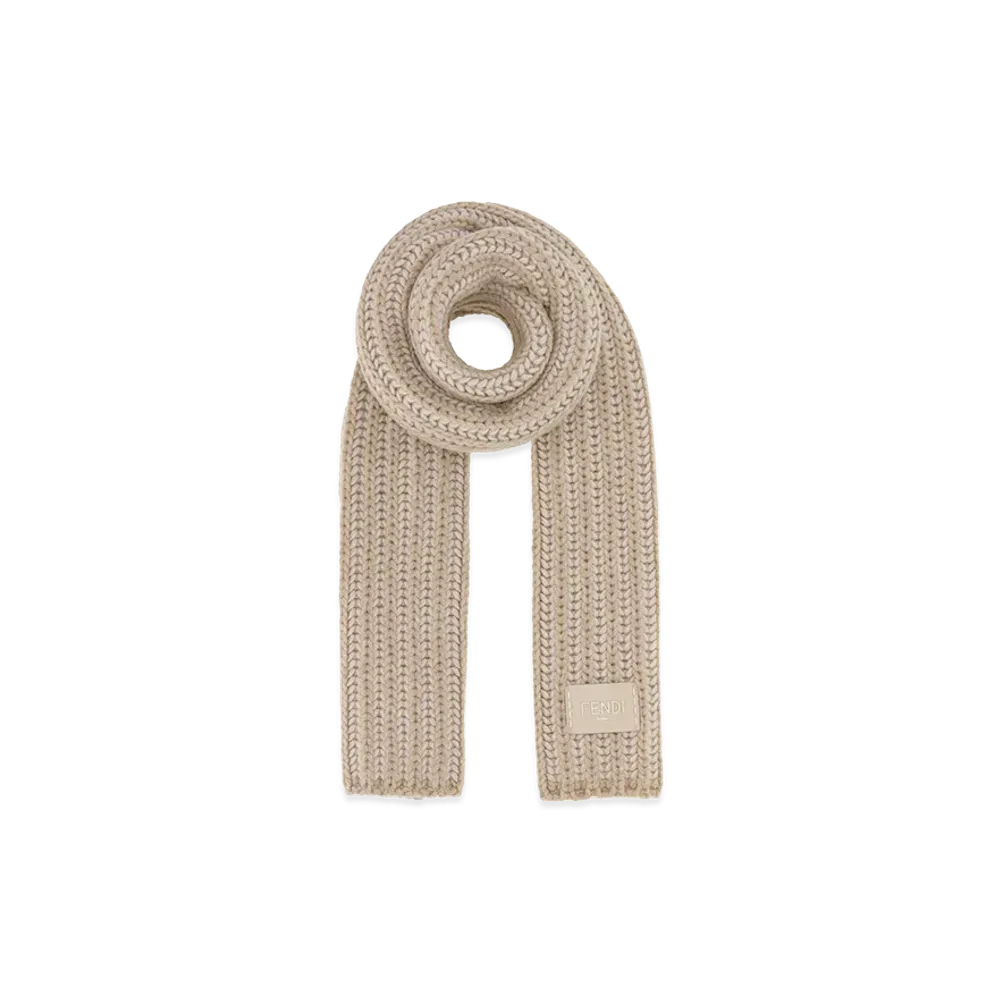 FENDI Women's Wool Blend Scarf "Sand Beige"