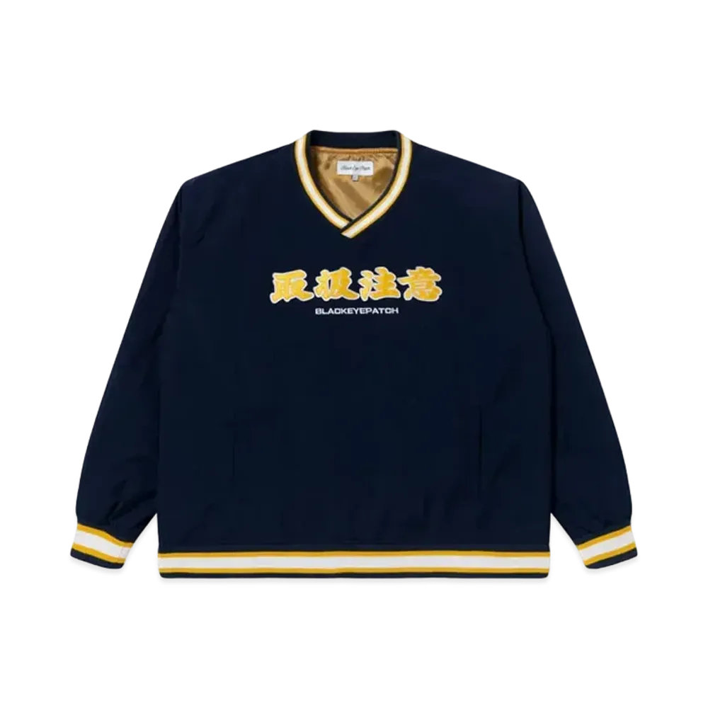 Black Eye Patch Handle With Care V Neck Pullover "Navy"