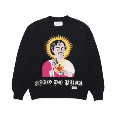 WACKO MARIA KNIT JACQUARD SWEATER "Black"