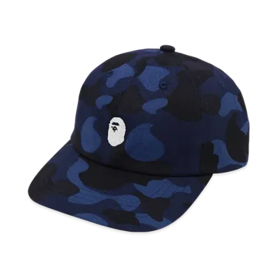 A BATHING APE Color Camo Head One Point Panel Cap Special Preorder "Navy"
