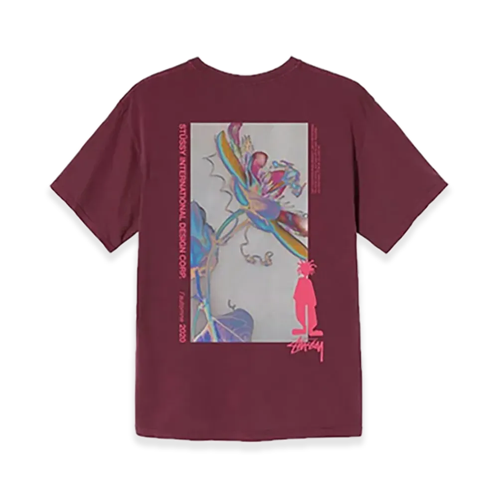 ステューシー デリュージョン ピッグ ダイ Tシャツ "バーガンディ"