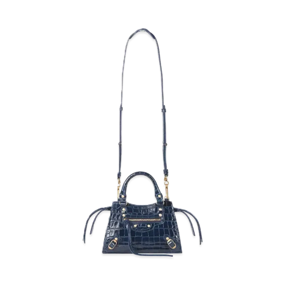 BALENCIAGA Women's Neo Classic Mini Top Handle Bag "Navy"