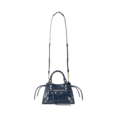 BALENCIAGA Women's Neo Classic Mini Top Handle Bag "Navy"