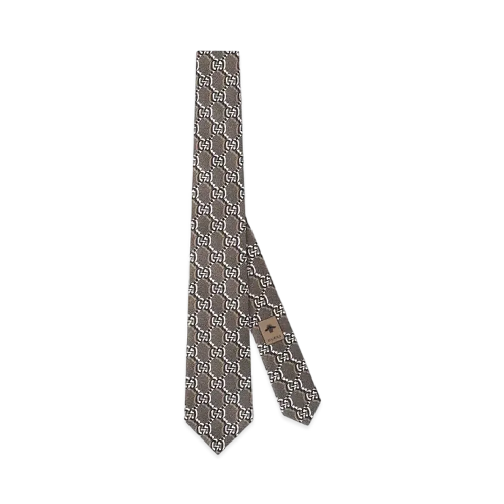 GUCCI Silk Tie with GG Shadow "Beige"