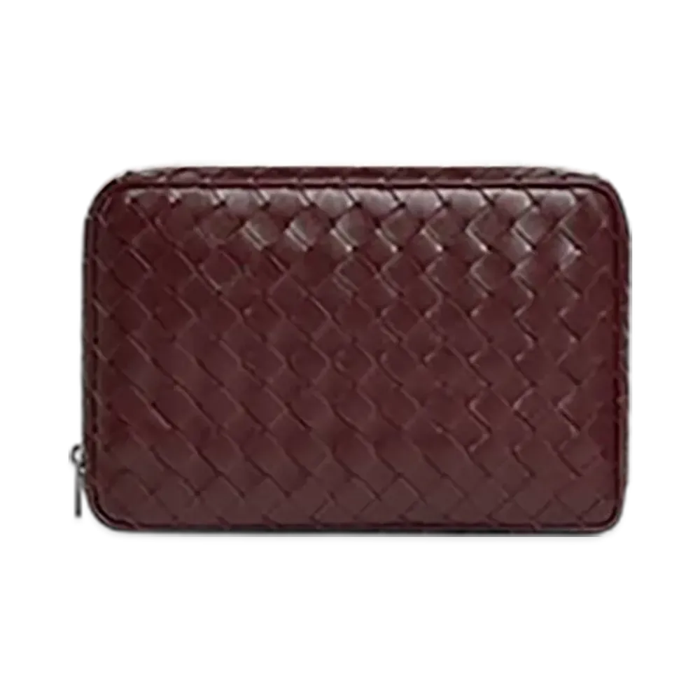 Bottega Veneta Intrecciato Medium Zipped Organizing Pouch "Madder Brown"