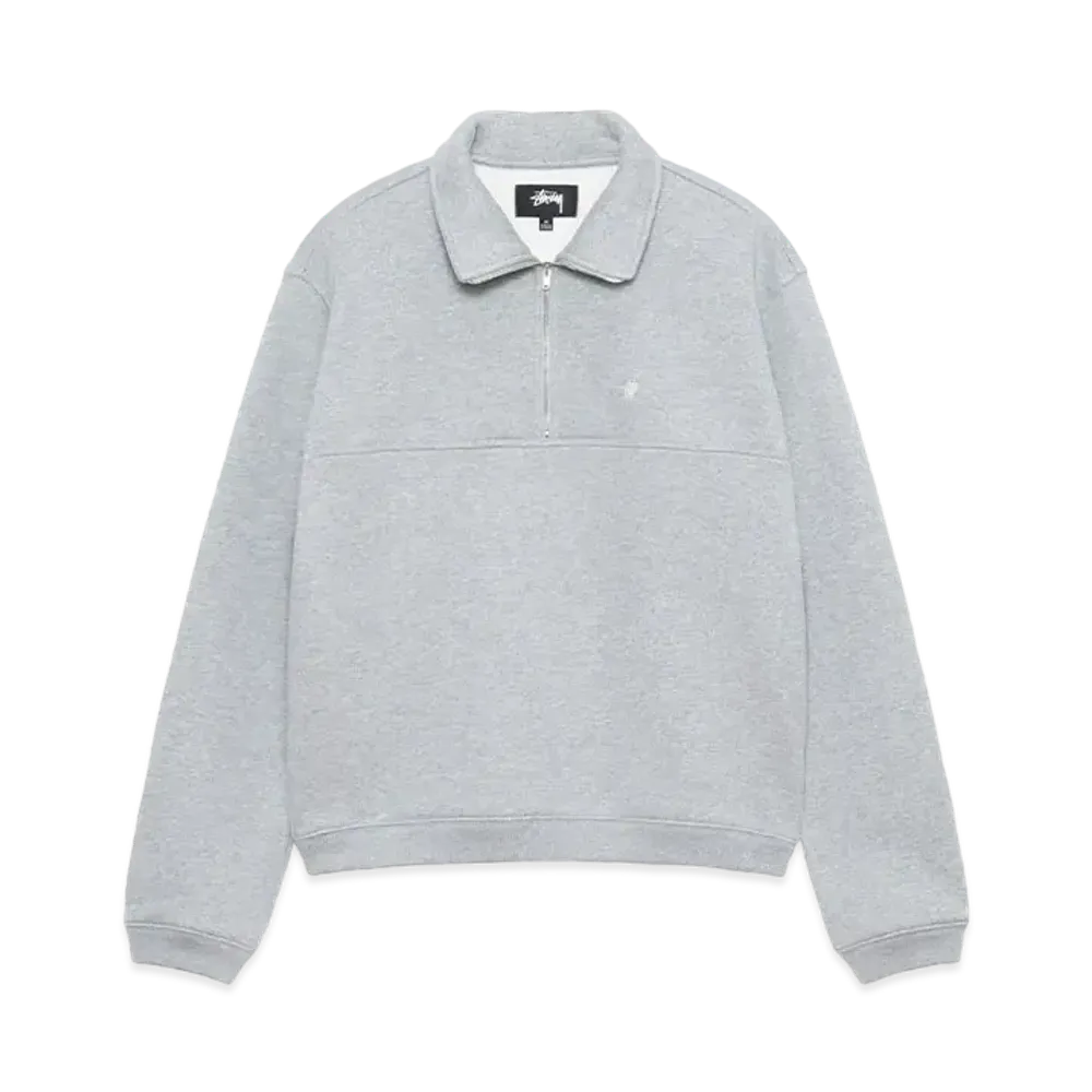 Stussy Fleece Zip Mock "Grey Heather"