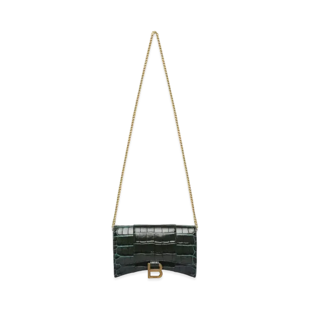 BALENCIAGA Hourglass Wallet On Chain "Green"