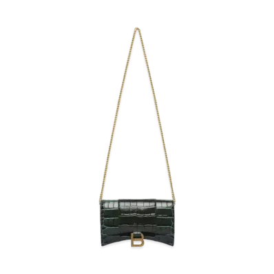 BALENCIAGA Hourglass Wallet On Chain "Green"