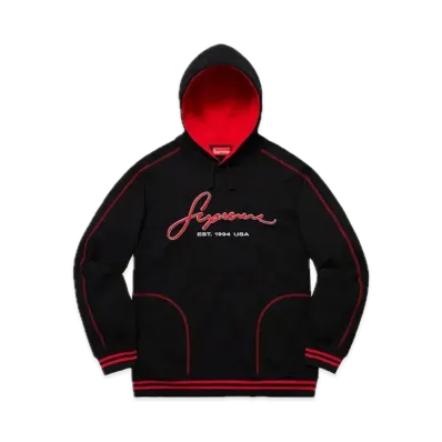 Supreme Contrast Embroidered Hooded Sweatshirt "Black"