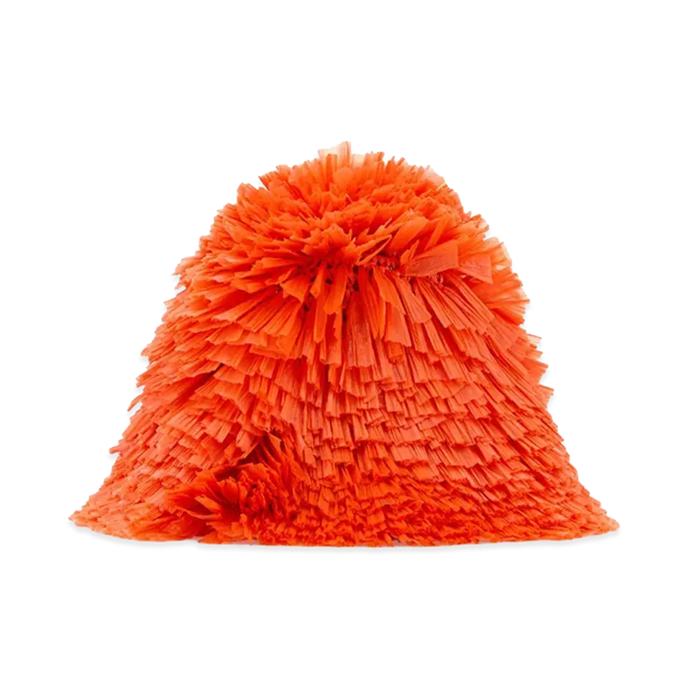 PRADA Women's Embellished Raffia Bucket Hat "Orange"