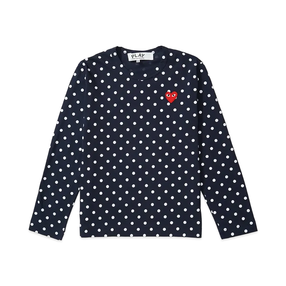 PLAY COMME des GARCONS Unisex Dots Long Sleeve T-Shirt AX-T166-051 "Navy/White"