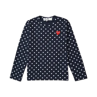 PLAY COMME des GARCONS Unisex Dots Long Sleeve T-Shirt AX-T166-051 "Navy/White"