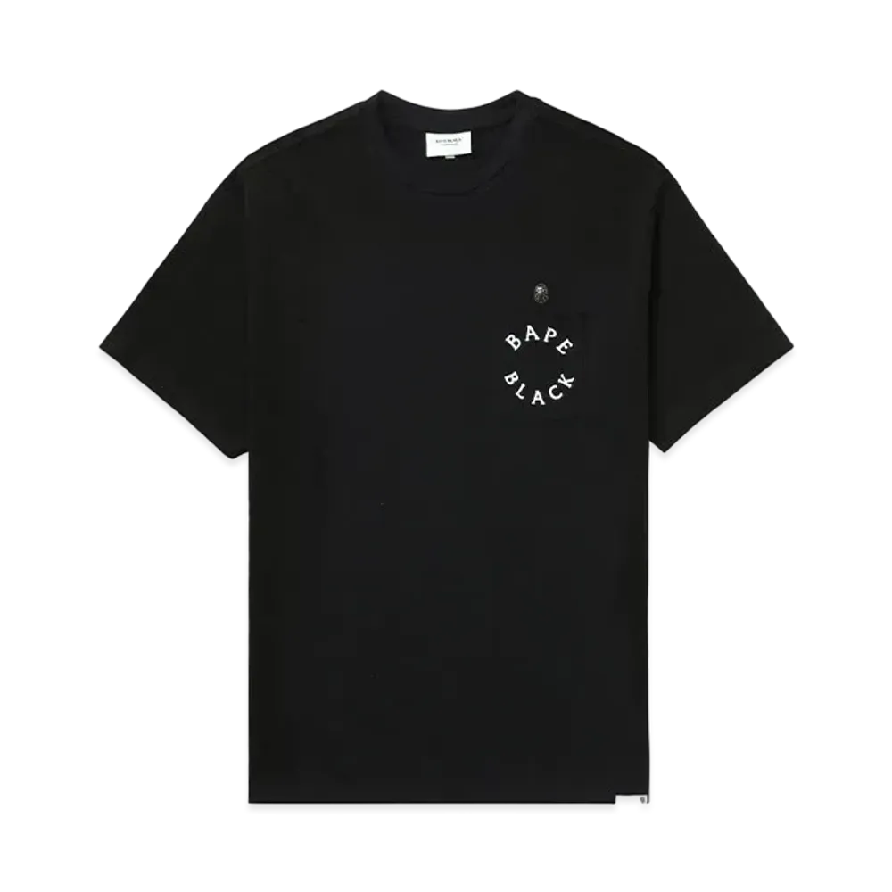 A BATHING APE Bape Black Ape Head Stitch Logo Pocket Tee "Black"