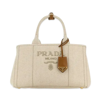 PRADA Women's Canvas Shopping Bag "Beige"
