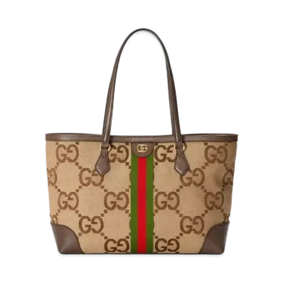 GUCCI Ophidia Jumbo GG Medium Tote Bag "Camel/Ebony"
