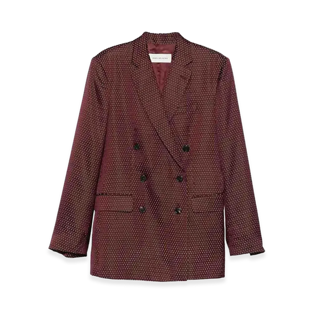 DRIES VAN NOTEN Women's Double-Breasted Polka Dot Blazer "Bordeaux"