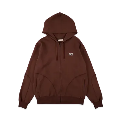 WIND AND SEA ES_W_Zip-Up Hooded Waffle Shirt "Brown"