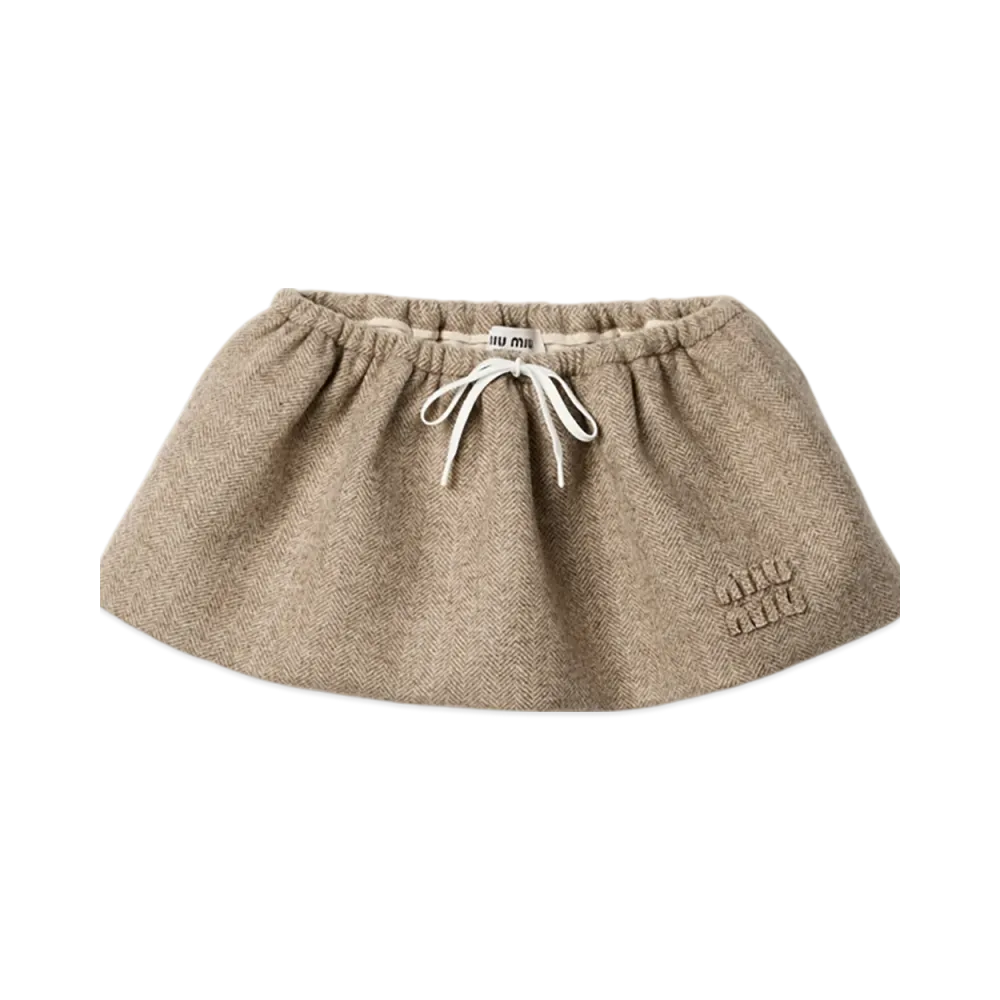 MIU MIU Chevron Mini Skirt "Khaki"
