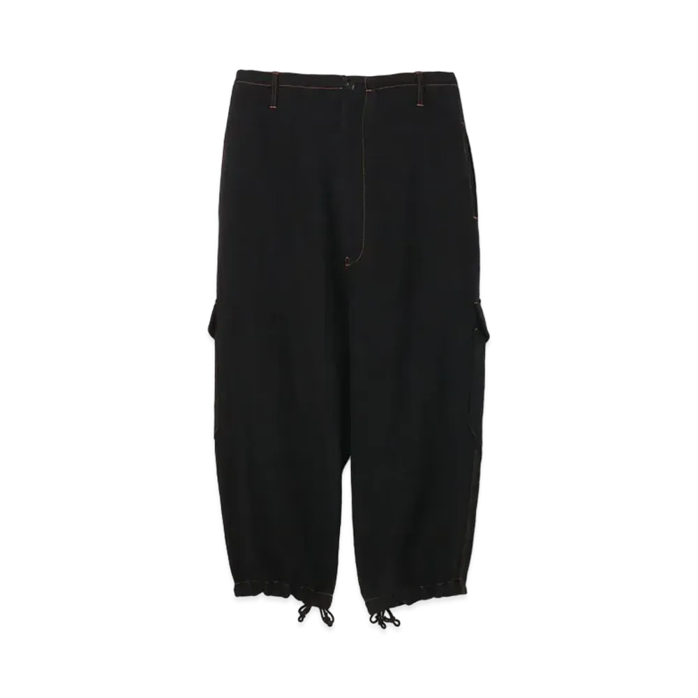 Yohji Yamamoto Y's WOOL TWILL FELTING FINISH POCKET STRING PANTS "Black"