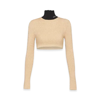 PRADA Women's Lame Turtleneck Sweater "Gold"