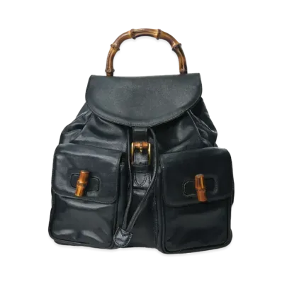 GUCCI Bamboo Leather Backpack "Black"