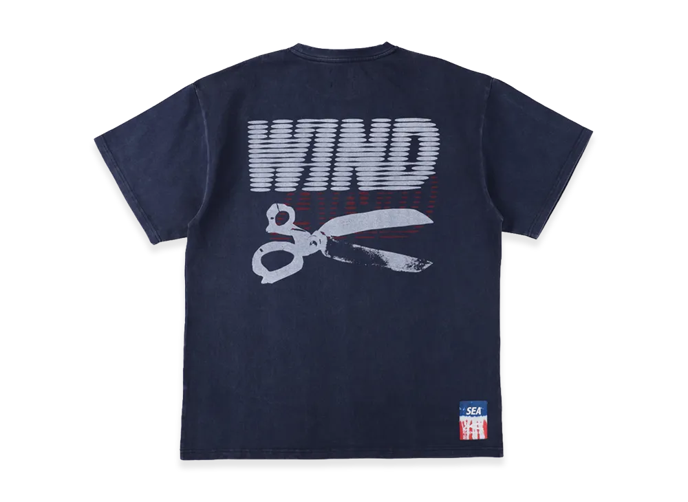 WIND AND SEA x DENHAM Line Halftone Scissors Sulfur Tee "Navy"