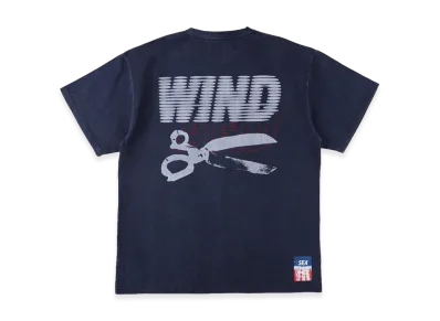 WIND AND SEA x DENHAM Line Halftone Scissors Sulfur Tee "Navy"