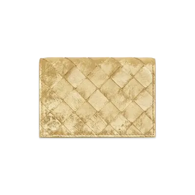 Bottega Veneta Intrecciato Business Card Case "Gold"