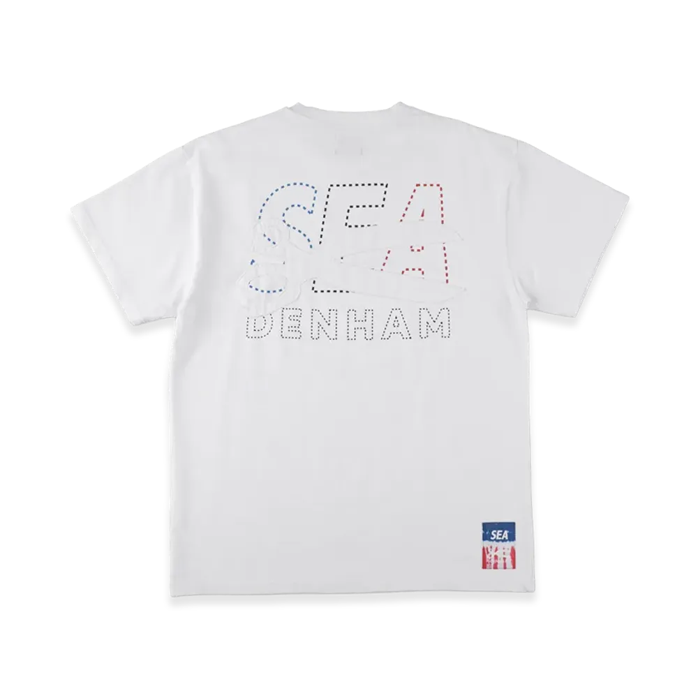 WIND AND SEA x DENHAM Stripe Pachwork Scissors Tee "White"