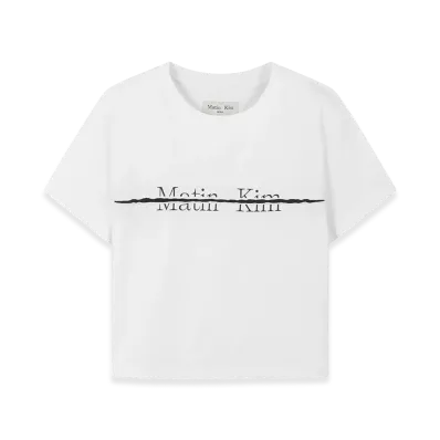 Matin Kim Logo Cutted Crop Top "White"