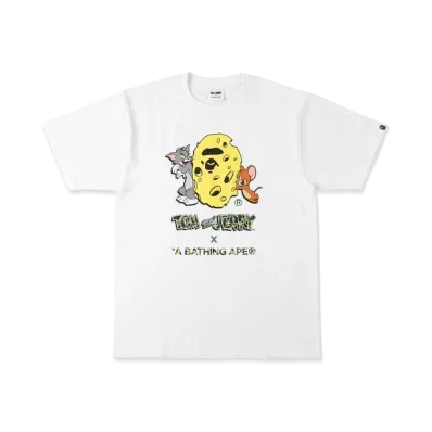 A BATHING APE / TOM AND JERRY CHEESE APE HEAD TEE "White"