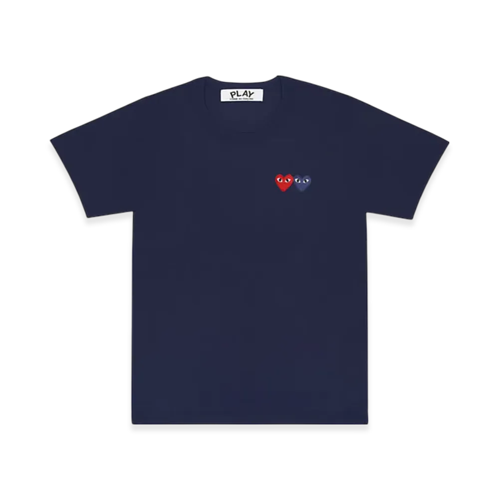 PLAY COMME des GARCONS T-Shirt With Double Heart Ladies "Navy"