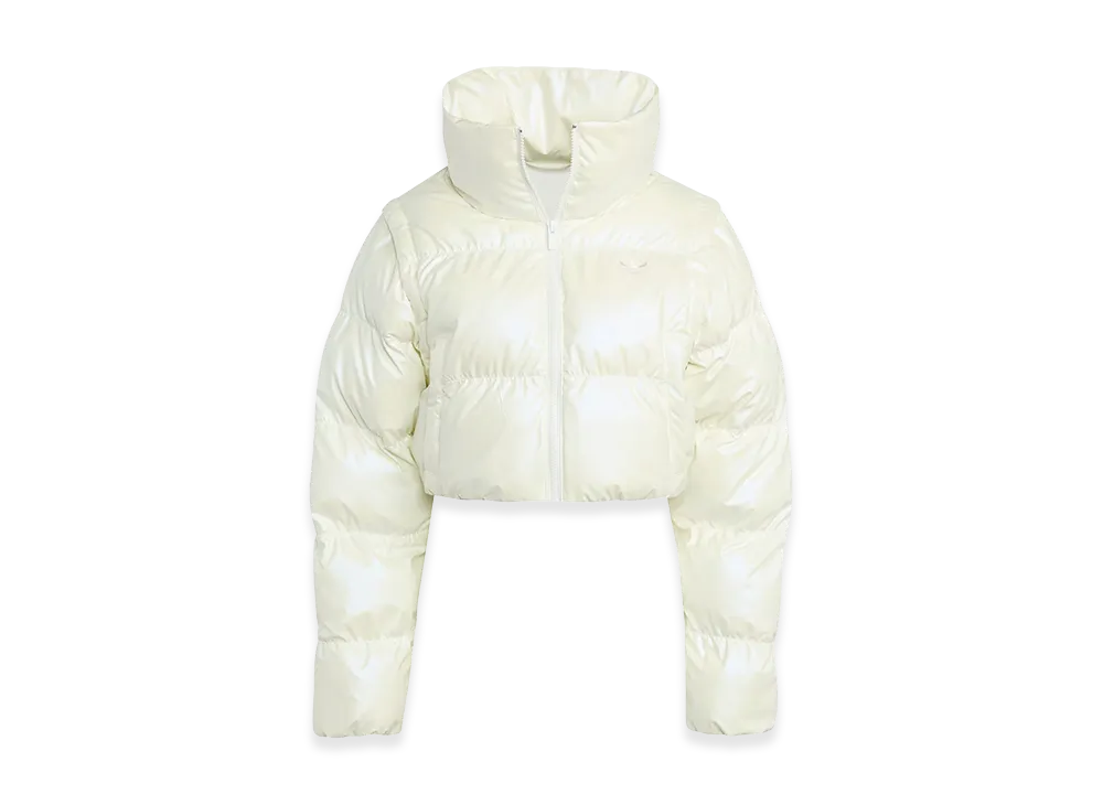 adidas Women's Knit Essentials Glossy 2-in-1 Style Cropped Puffer Jacket "Off White"