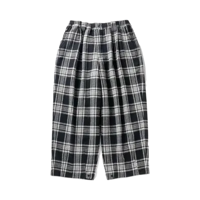 TIGHTBOOTH Plaid Flannel Baggy Slacks "Black"