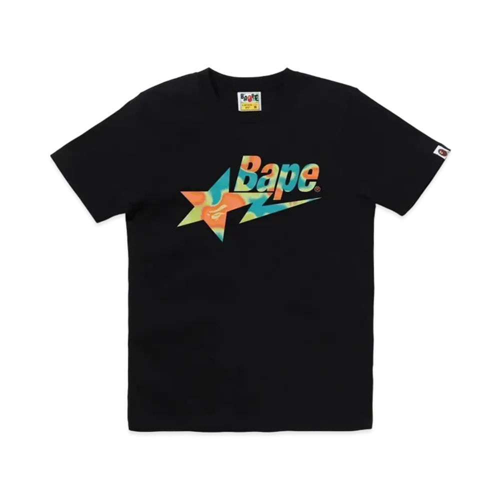 A BATHING APE Ladies Liquid Camo Bape Sta Logo Tee "Black/Green"